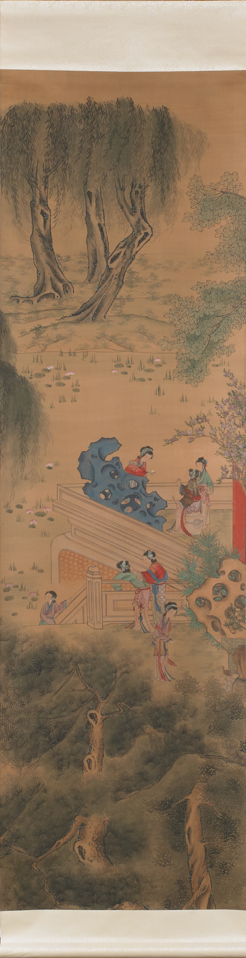 Chinese watercolor on silk scroll