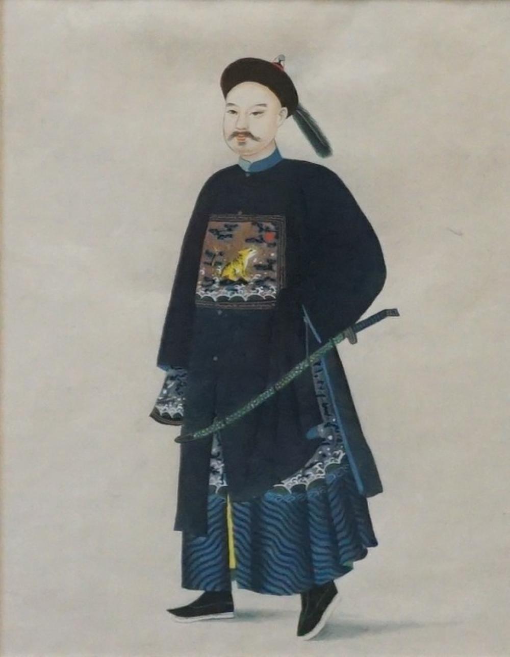 CHINESE WATERCOLOR PORTRAIT OF A