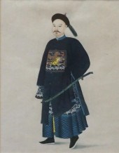 CHINESE WATERCOLOR PORTRAIT OF