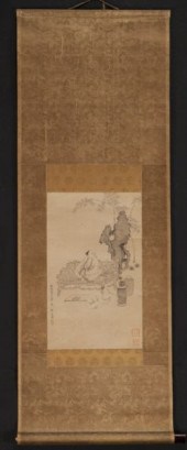 Chinese watercolor scroll att.