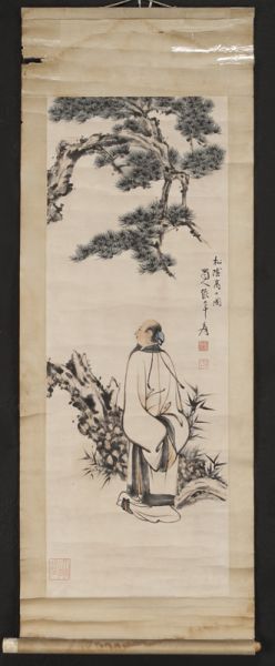 Chinese watercolor scroll attr.