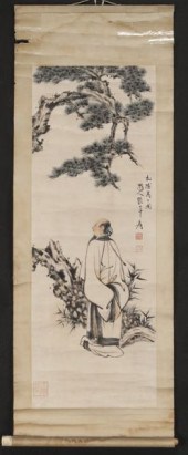 Chinese watercolor scroll attr
