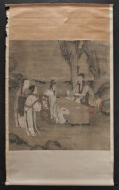 Chinese watercolor scroll attr
