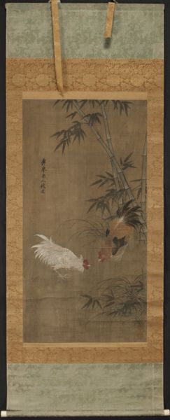 Chinese watercolor scroll attr.