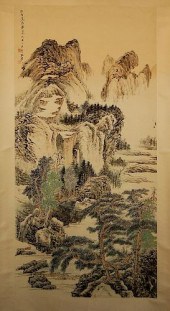 CHINESE WATERCOLOR SCROLL PAIN