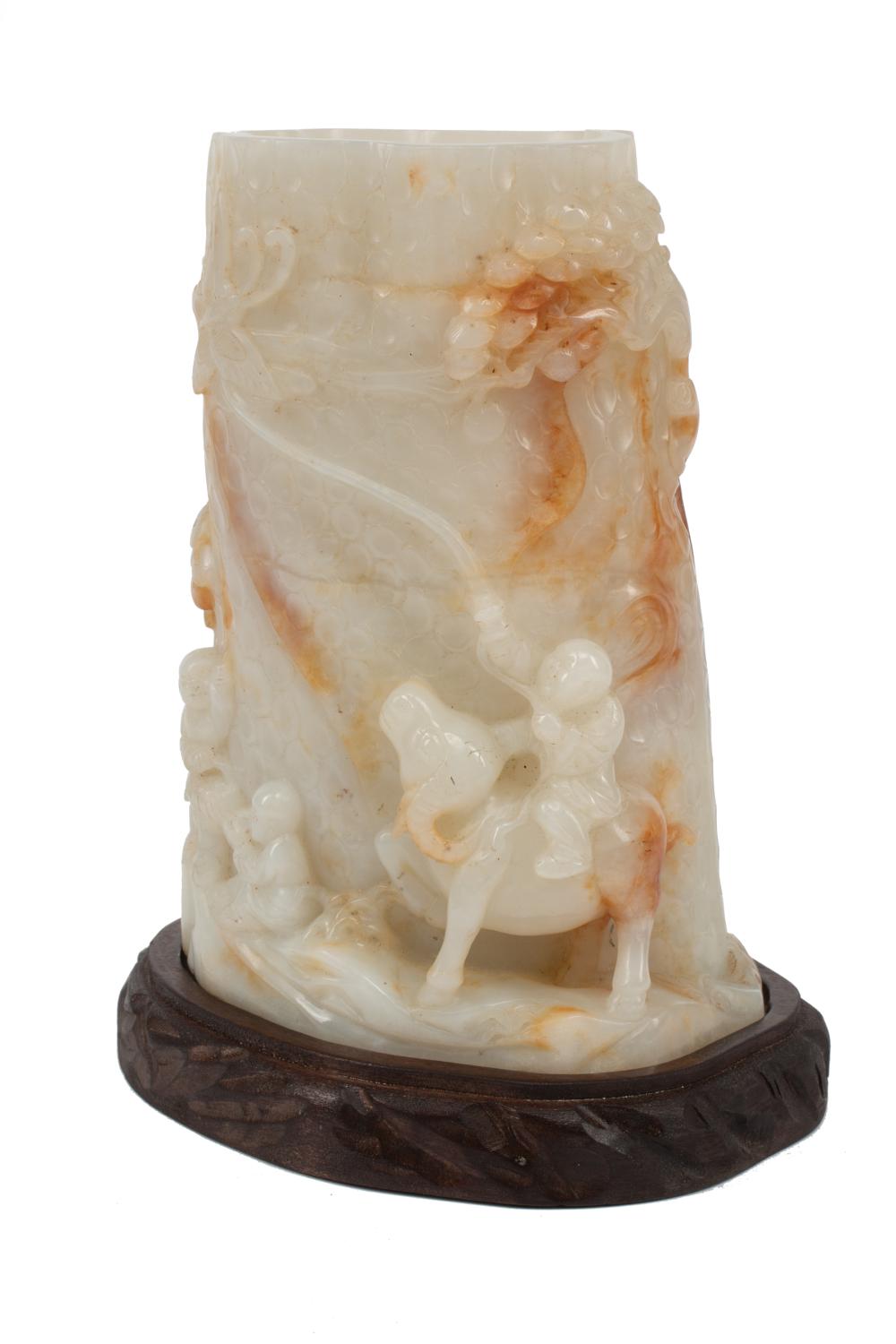 CHINESE WHITE AND RUSSET JADE BRUSH