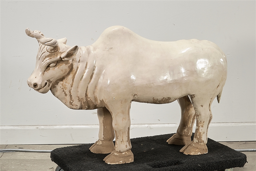 Chinese white ceramic bull; 24" x