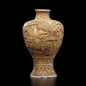 Chinese White Cinnabar Vase Ch