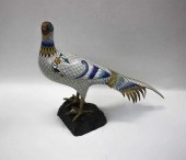 CHINESE WHITE CLOISONNE PEACOC