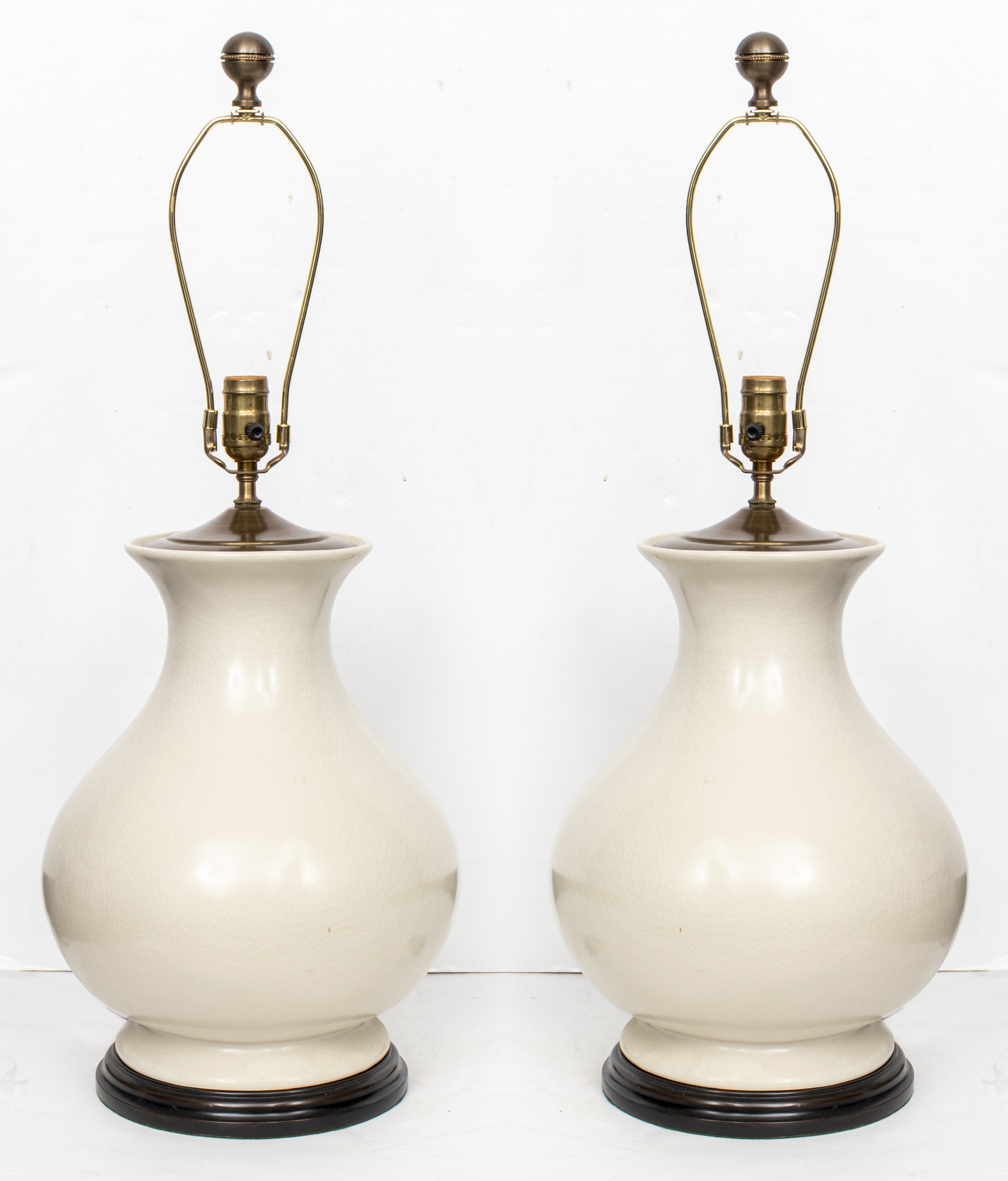 CHINESE WHITE CRACKLE GLAZED LAMPS,