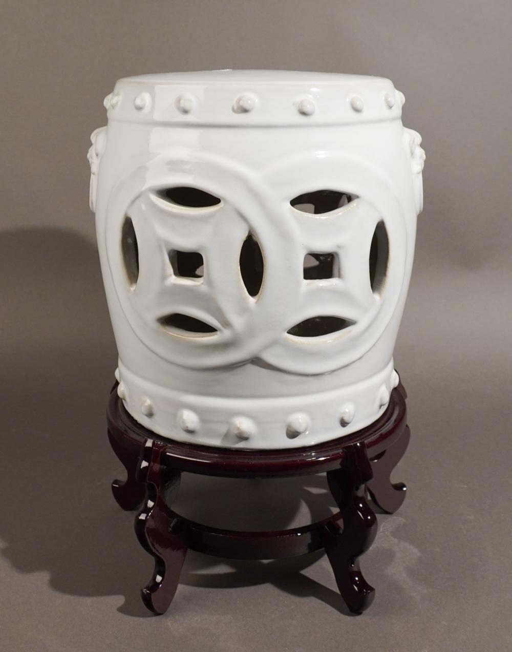CHINESE WHITE GLAZED BARREL FORM