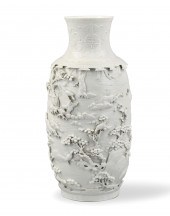 CHINESE WHITE GLAZED CARVED VA