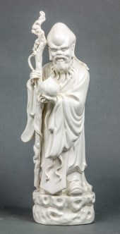 CHINESE WHITE GLAZED FIGURE OF