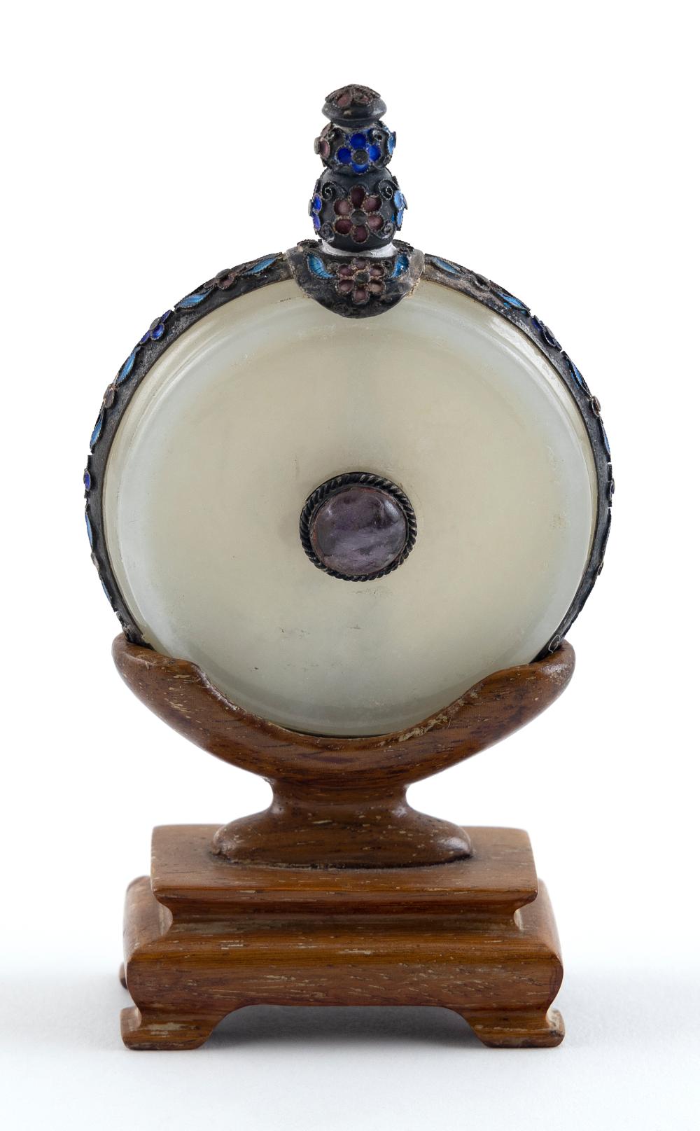 CHINESE WHITE JADE AND CLOISONNÉ