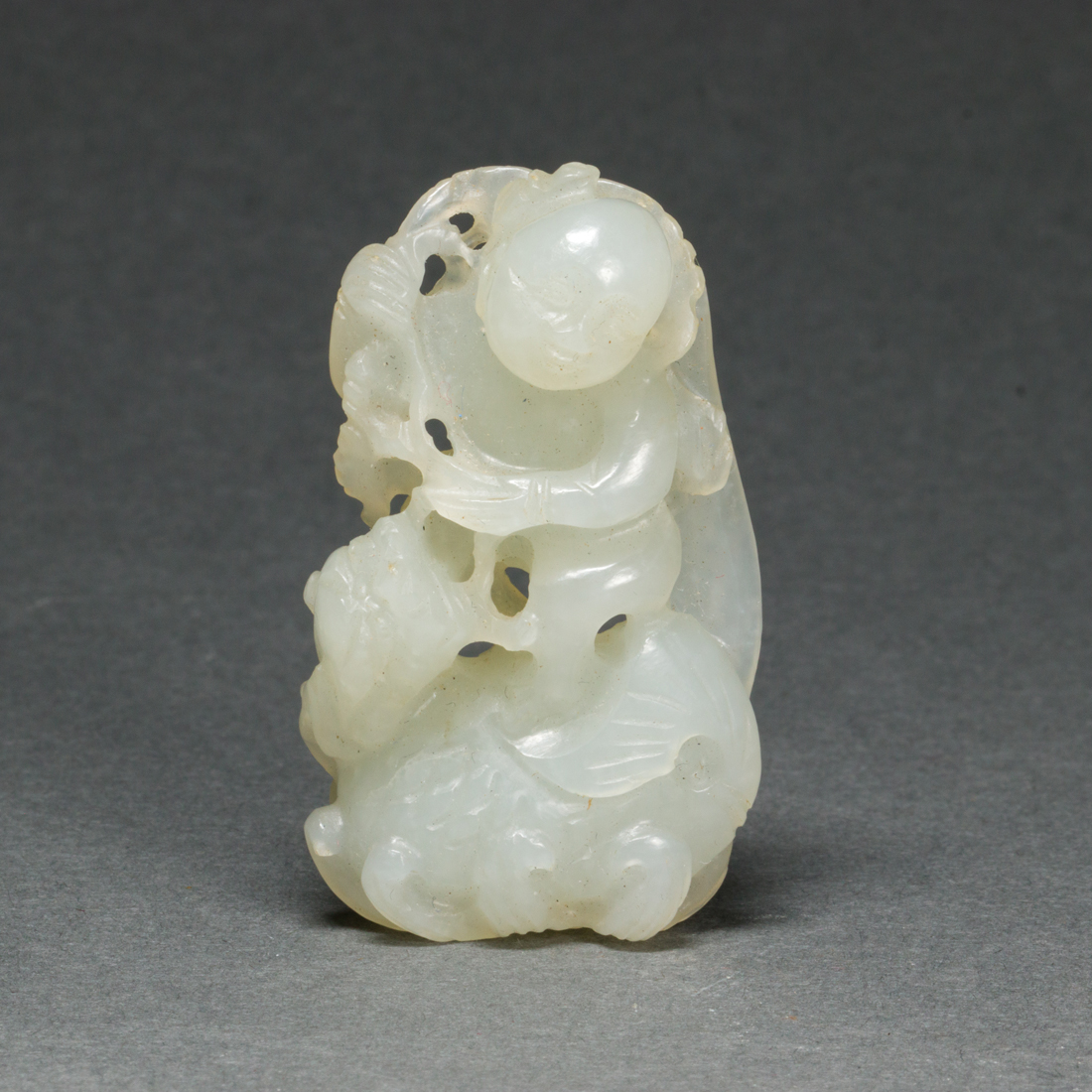 CHINESE WHITE JADE 'BOY AND DRAGON'