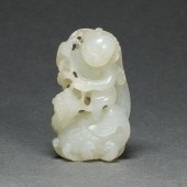 CHINESE WHITE JADE 'BOY AND DR