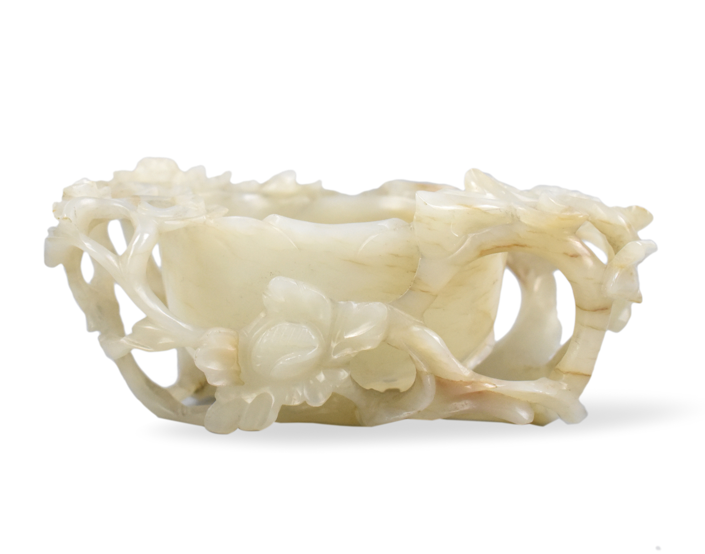 CHINESE WHITE JADE CARVED LOTUS
