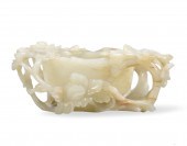 CHINESE WHITE JADE CARVED LOTU