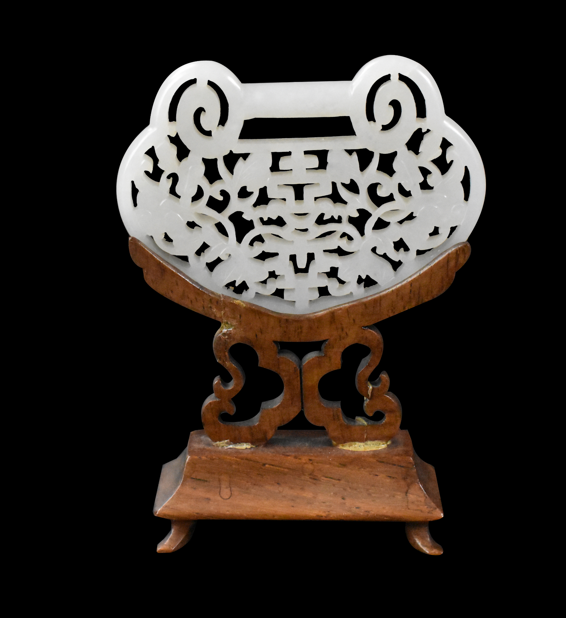 CHINESE WHITE JADE CARVED PLAQUE ON