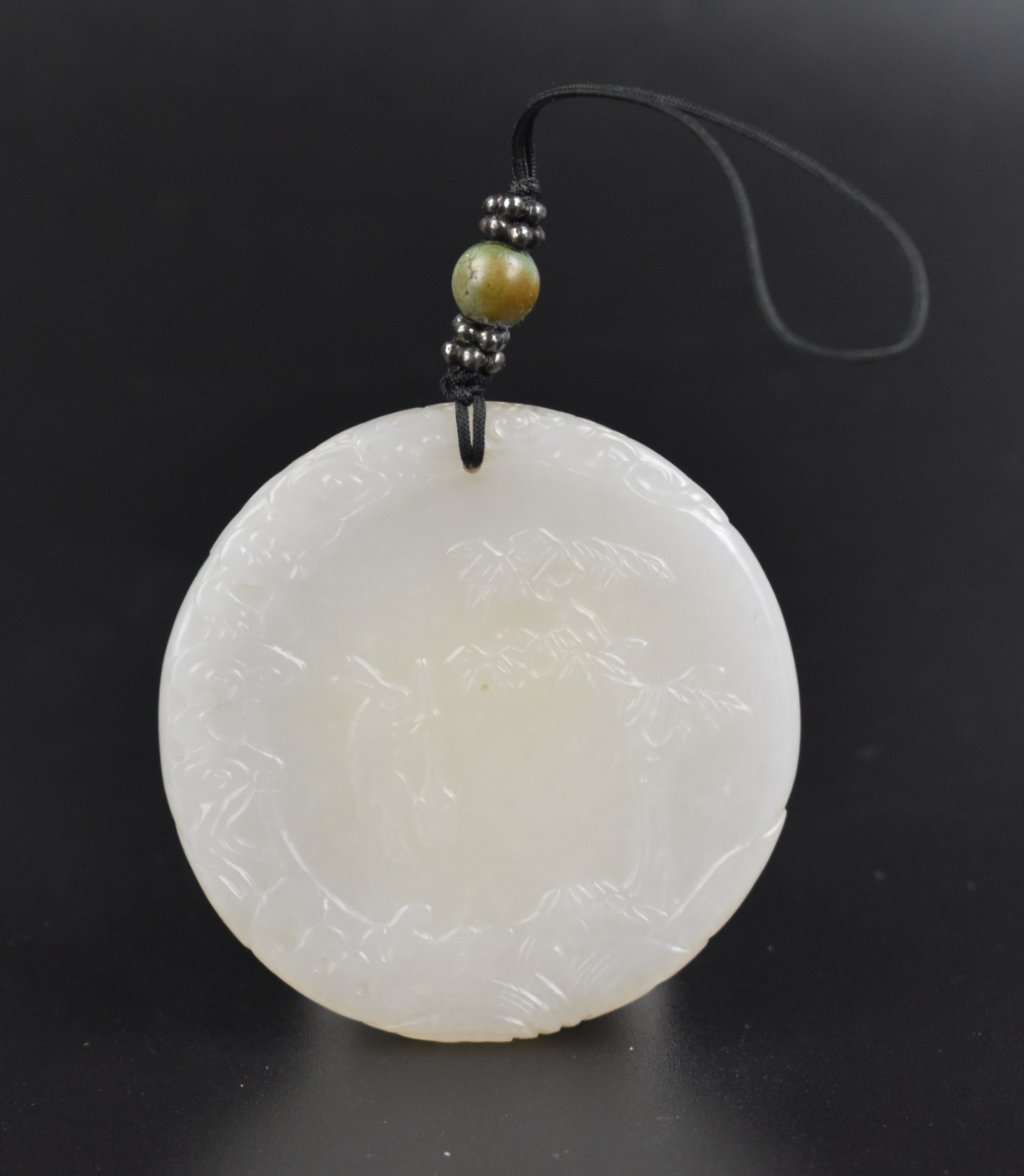 CHINESE WHITE JADE CARVED PLAQUE W/