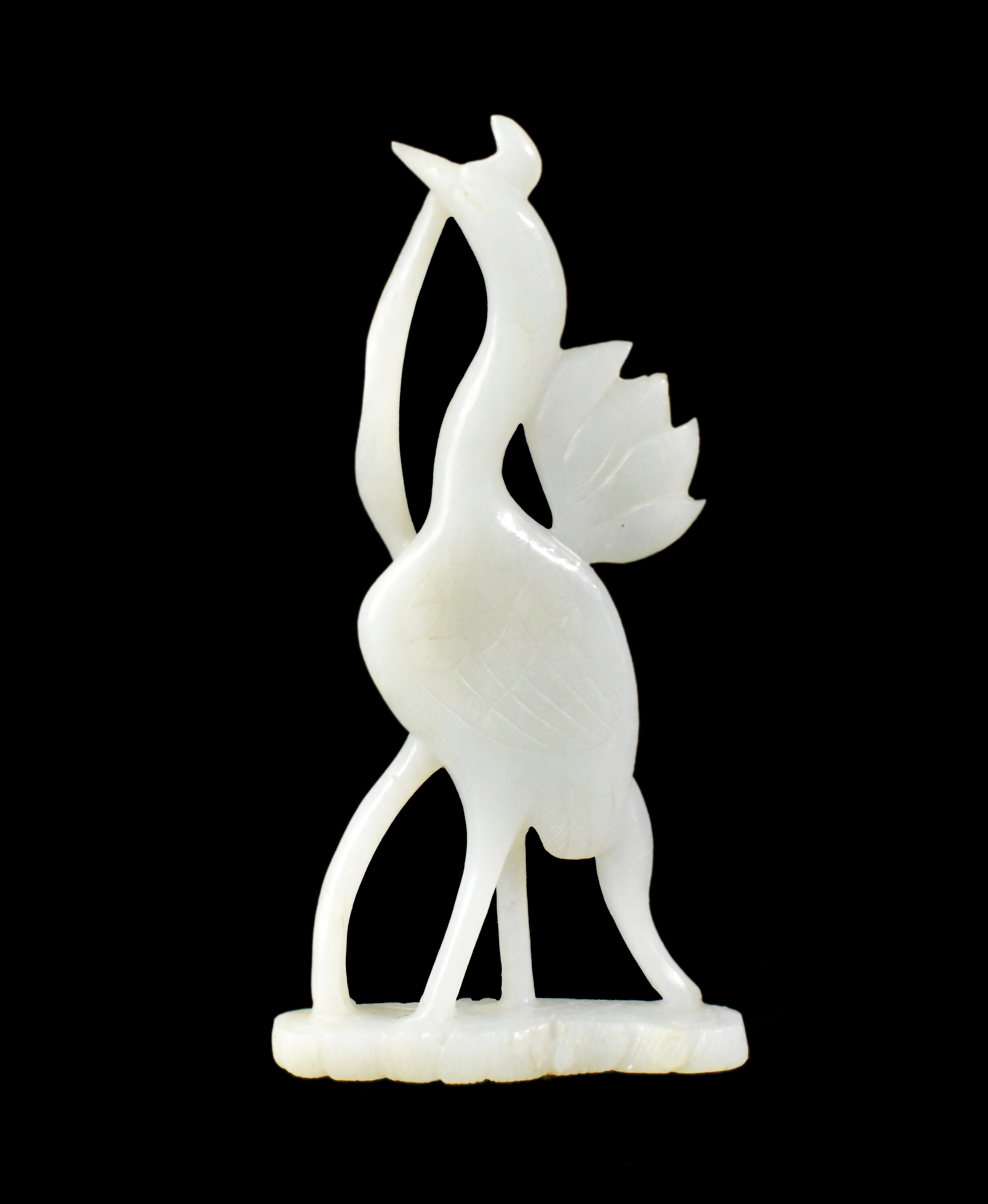 CHINESE WHITE JADE CARVED STORK,