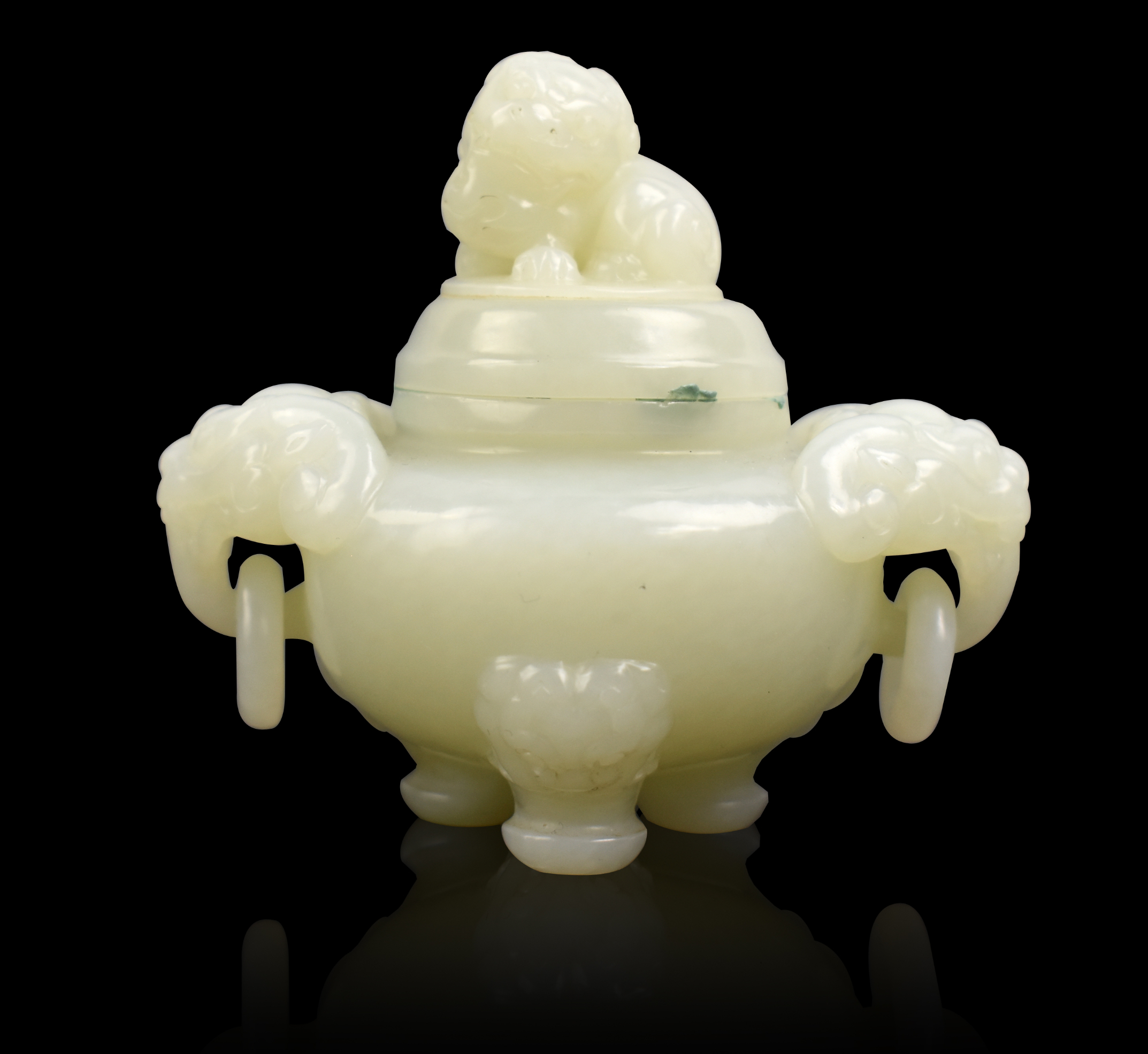 CHINESE WHITE JADE CARVED TRIPOD