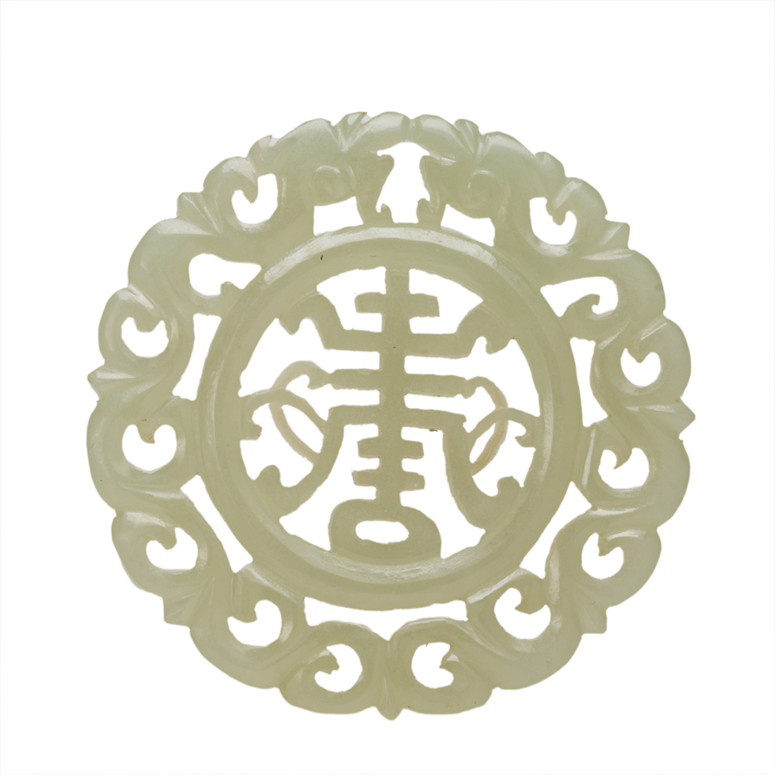CHINESE WHITE JADE CIRCULAR PENDANT