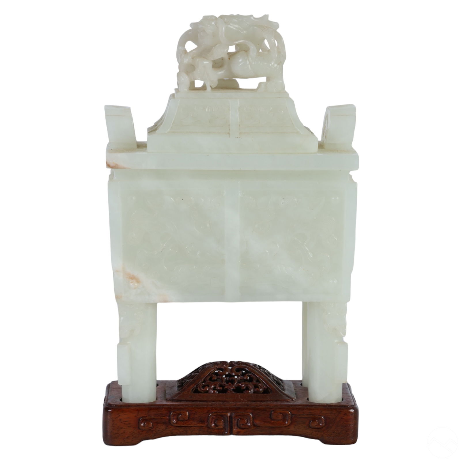CHINESE WHITE JADE DRAGON CENSER