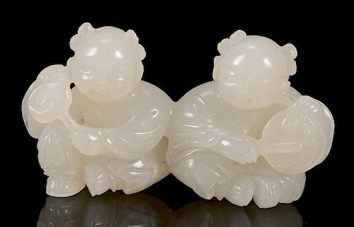 CHINESE WHITE JADE FIGURAL GROUP, 2