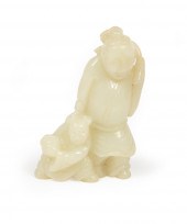 CHINESE WHITE JADE FIGURAL GRO