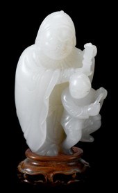 Chinese white jade figure and