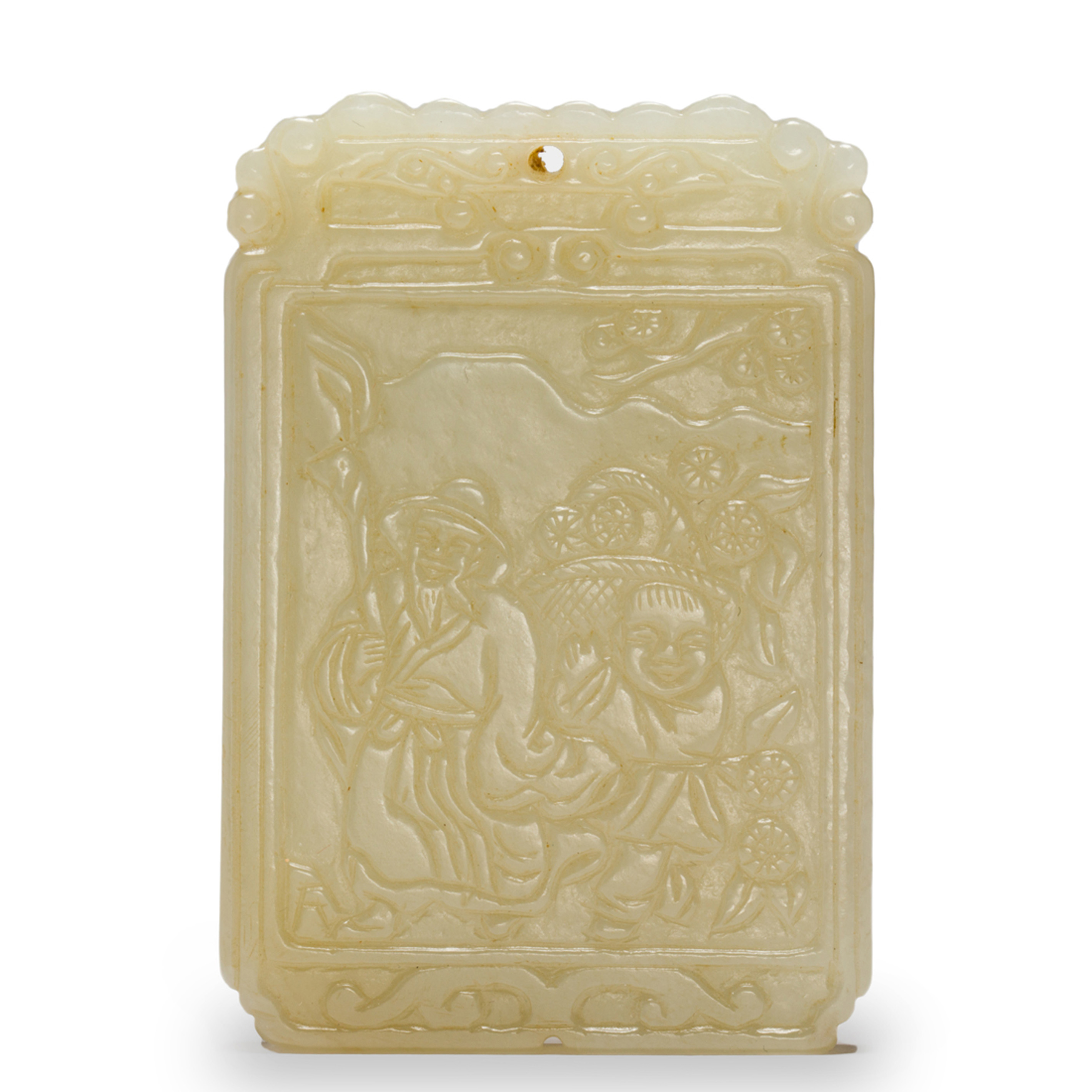 CHINESE WHITE JADE PENDANT PLAQUE