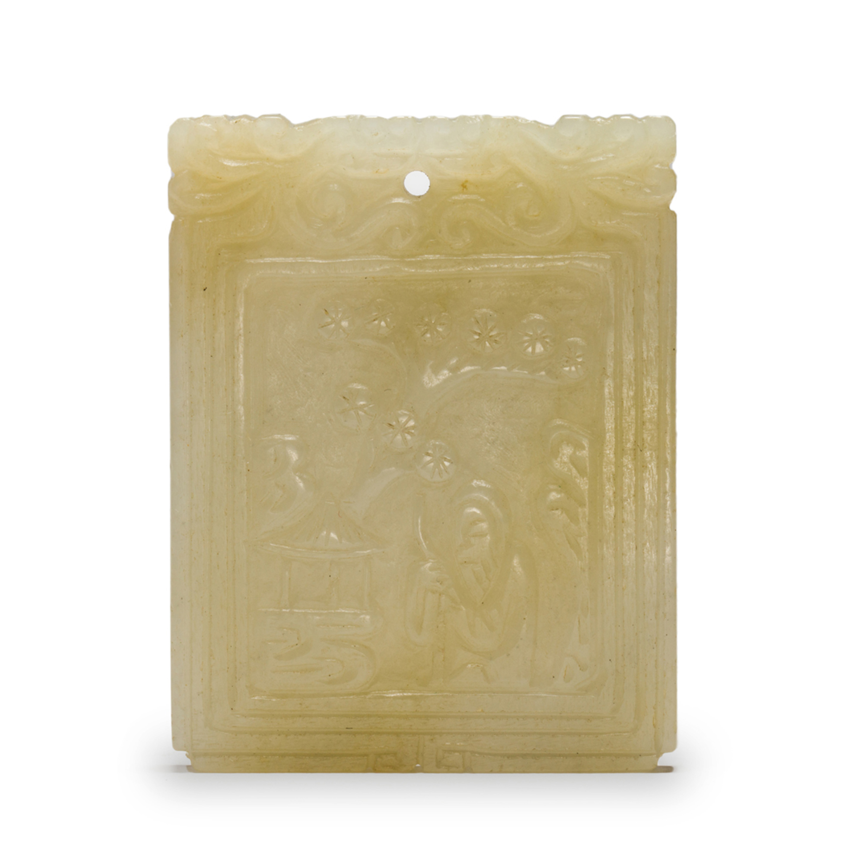 CHINESE WHITE JADE PENDANT PLAQUE