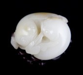 CHINESE WHITE JADE TWIN CATFIS