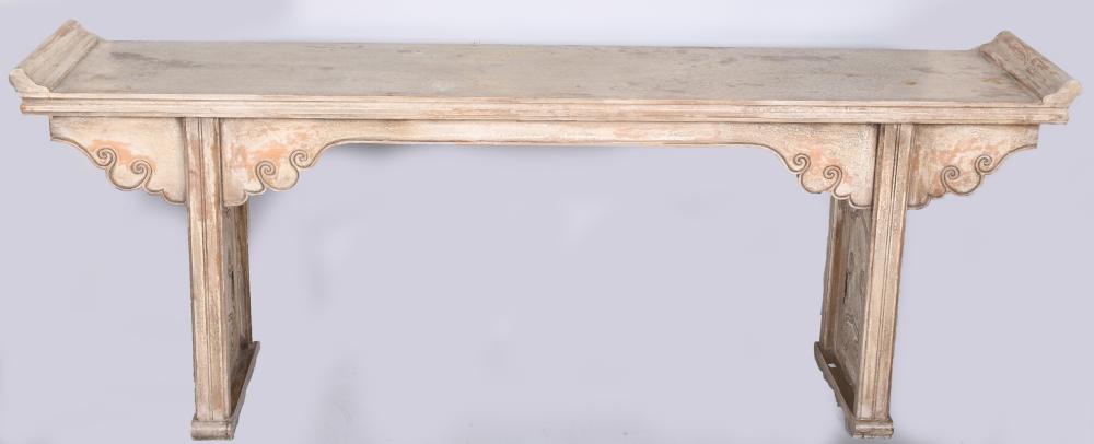 CHINESE WHITEWASHED FRUITWOOD ALTAR