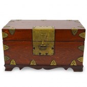 CHINESE WOOD AND BRASS CHESTDE