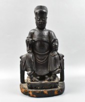 CHINESE WOOD CARVED FIGURE A C