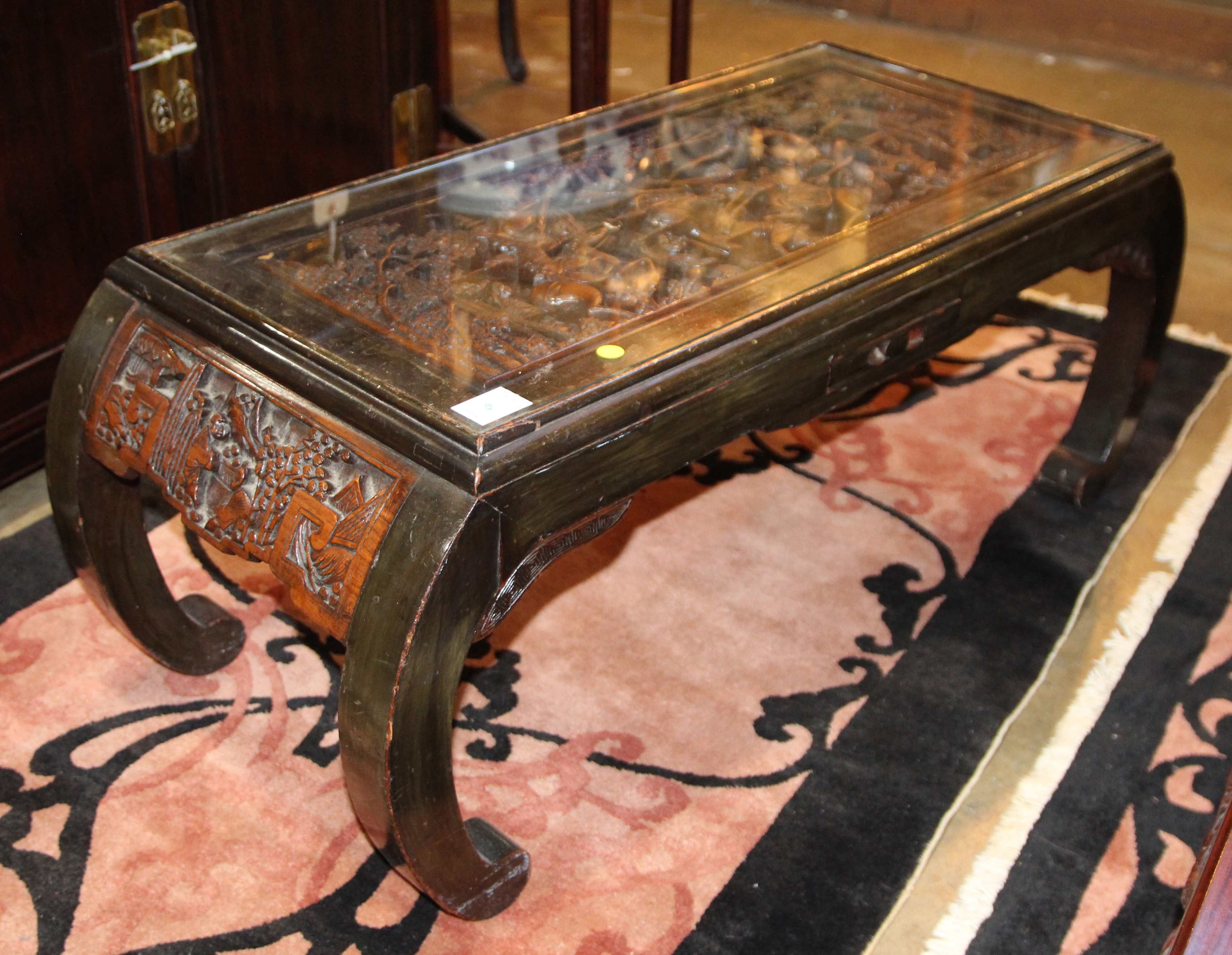 CHINESE WOOD CARVED LOW TABLE