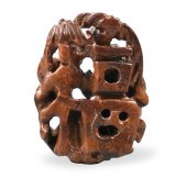 CHINESE WOOD CARVED TOGGLE W/