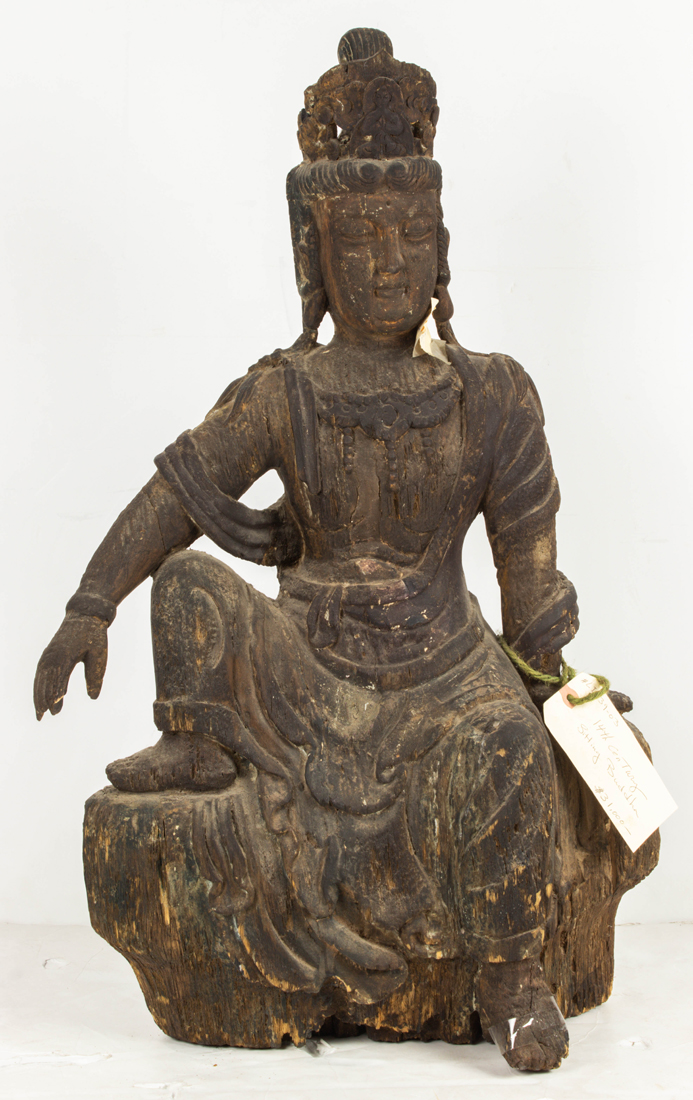 CHINESE WOOD CARVING OF GUANYIN