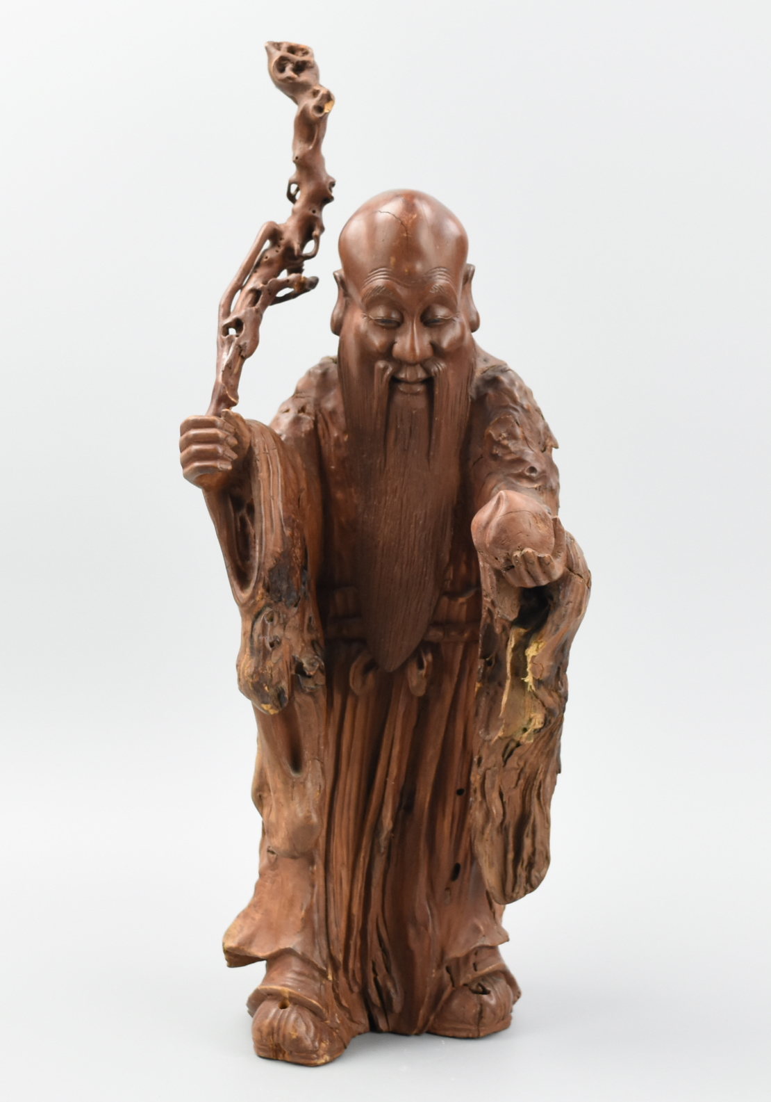 CHINESE WOOD CARVING OF "SHOU"