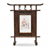 CHINESE WOOD SCREEN INLAID W/