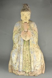 CHINESE WOOD SCULPTURE OF A DA