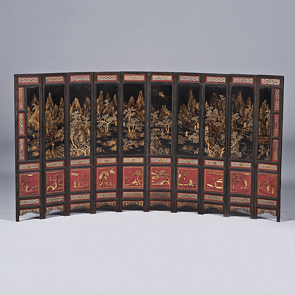 Chinese Wooden Painted Screen