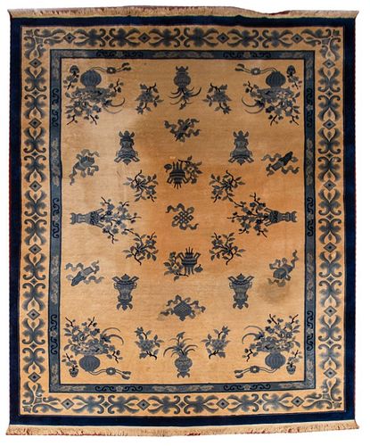 CHINESE WOOL FLORAL CARPET,