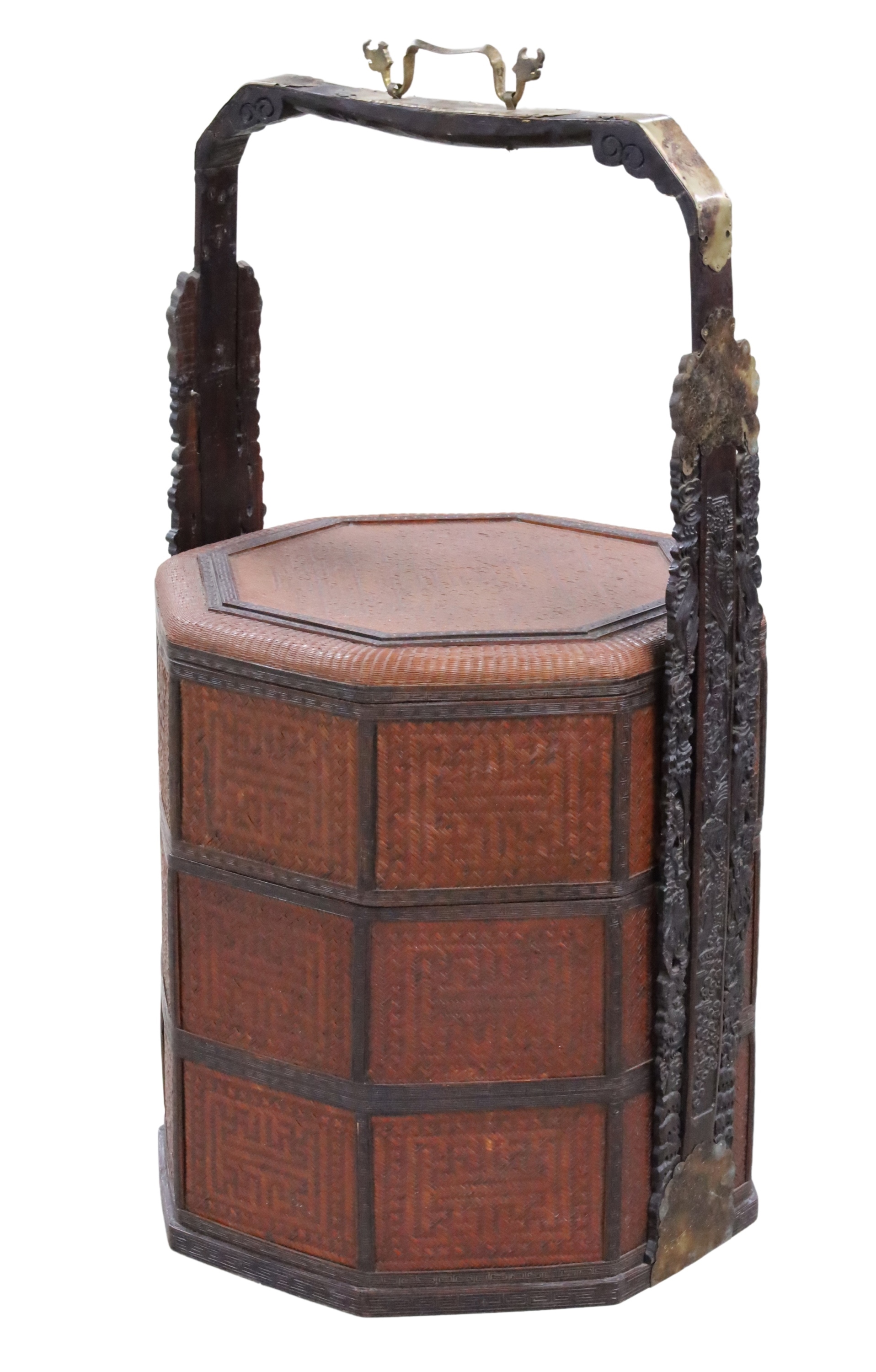 CHINESE WOVEN AND CARVED WOOD