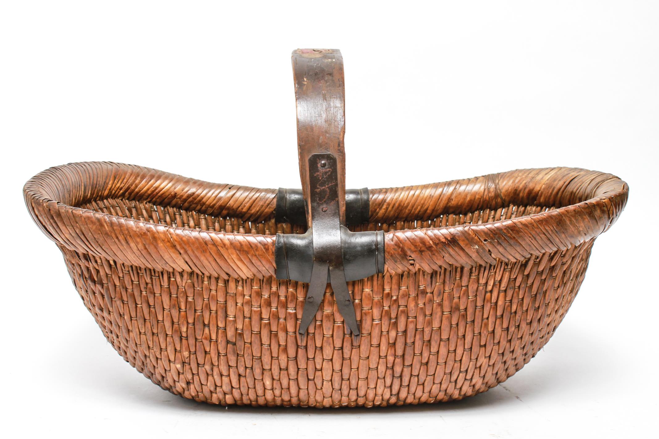 CHINESE WOVEN RATTAN BASKET,