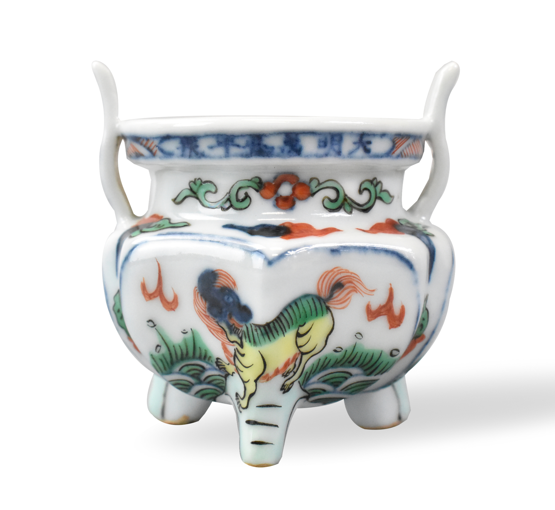CHINESE WUCAI TRIPOD CENSER W/