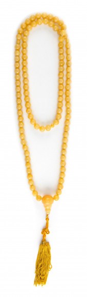 CHINESE YELLOW AGATE MALA 19TH