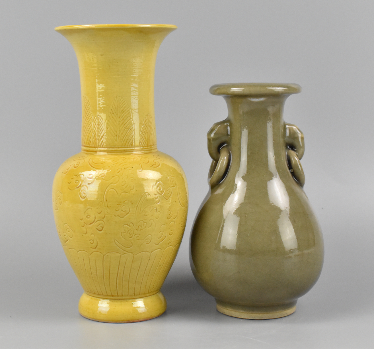CHINESE YELLOW & CELADON GLAZED